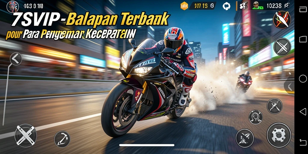 Gameplay mendebarkan dari 7SVIP dengan balapan motor yang seru.