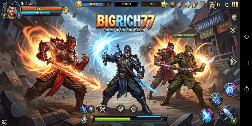 Gameplay seru dalam BIGRICH77 dengan pertarungan karakter yang menegangkan.