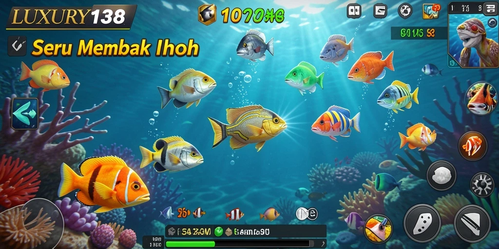 Tampilan gameplay LUXURY138 dengan aksi Tembak Ikan yang seru.