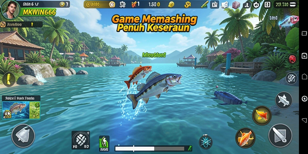 Gameplay seru dari MKWIN666 saat menangkap ikan.
