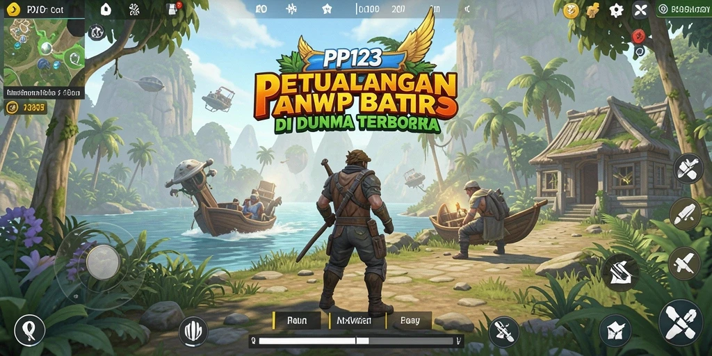 Screenshot utama PP123 menampilkan dunia terbuka yang indah dan kaya akan petualangan.