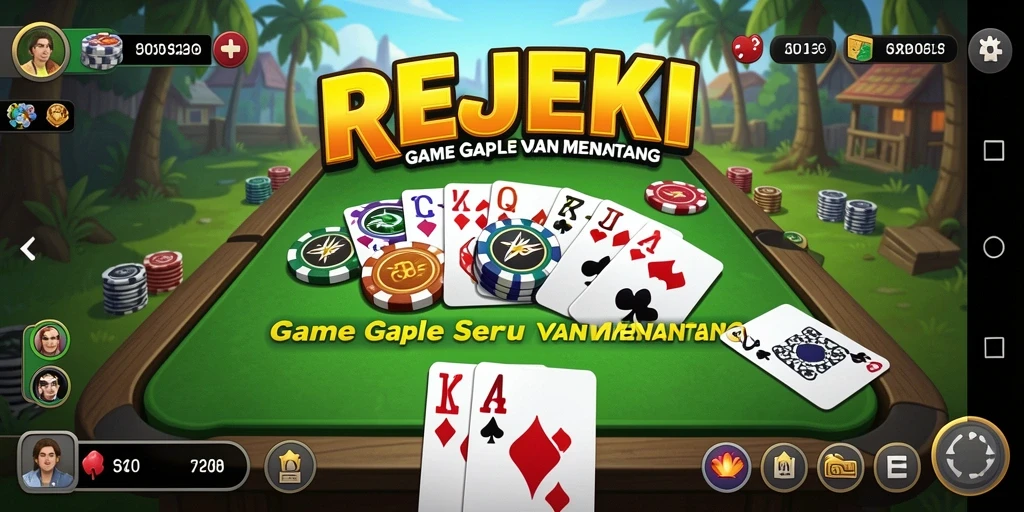 Tampilan gameplay seru dalam permainan Gaple REJEKI.