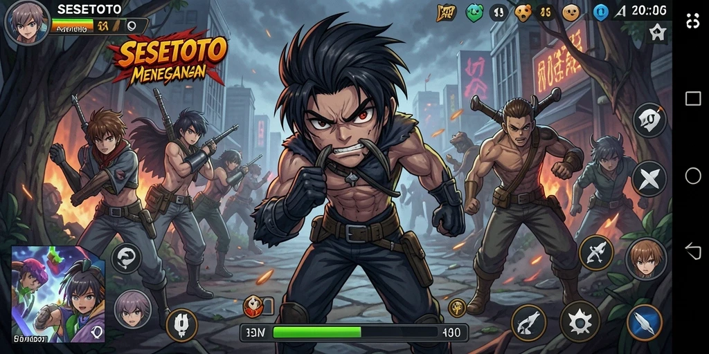 Tampilan gameplay seru di SESETOTO dengan karakter anime favorit.