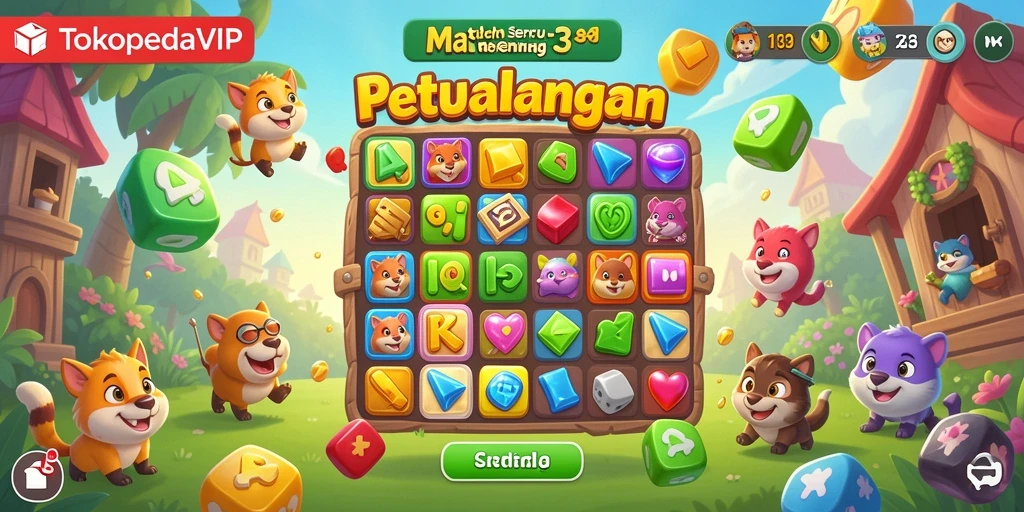 Tampilan gameplay TOKOPEDIAVIP yang seru dengan puzzle Match-3.